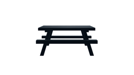 Dark picnic table, minimalistic design, outdoor furniture, cut out transparent