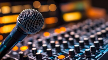 Live music event featuring talented vocalist at local studio audio recording setup close-up view high energy vibe