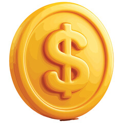 Money coin icon. Flat gold coin vector with currency symbol. isolate on white background.