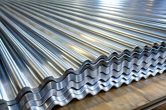 Closeup view lightweight galvanised steel roofing sheet Modular tile effect roof panel Traditional 