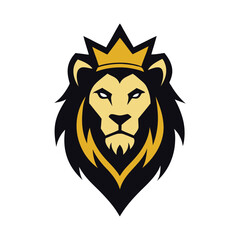 A lion head with crown mascot logo vector illustration