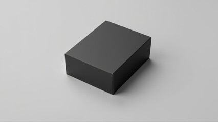 closed black packaging box mockup on gray background, template with blank space for branding design