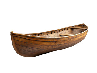 Isolated Wooden Rowboat, Natural Wood