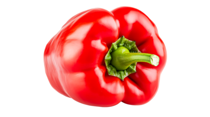 Red pepper with a green tail, isolated on black background, cut out transparent