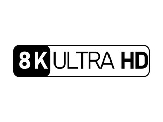 4K 8K Ultra HD video format vector icon set. High resolution web tv screen symbol, vector illustration