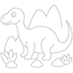 Fototapeta premium A Little Dinosaur Black Line Drawing vector Coloring Page for Kids 