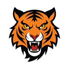 tiger angry head vector art illustration 