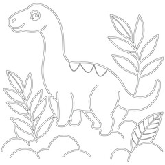 A Little Dinosaur Black Line Drawing vector Coloring Page for Kids
