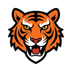 tiger angry head vector art illustration 