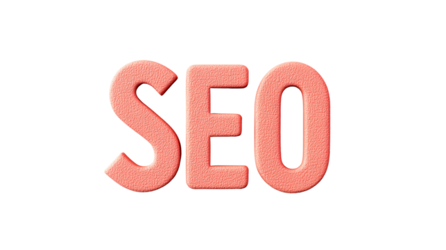 SEO lettering with leather textured surface, cut out transparent