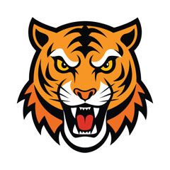 tiger angry head vector art illustration 