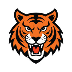 tiger angry head vector art illustration 