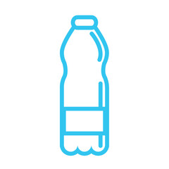Minimal Blue Line Art Vector Illustration of a Plastic Water Bottle Symbolizing Hydration, Beverage Container, and Eco-Friendly Packaging