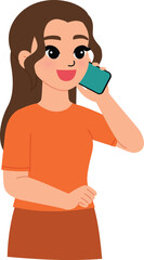 young woman speaking with smartphone illustration