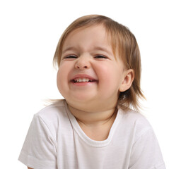 Cute funny baby girl on white background