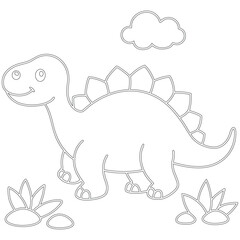 Line drawing of baby dinosaurs coloring Page outline vector, little dinosaur coloring book for pages