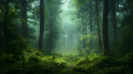 Obraz premium Mysterious Forest with Enchanting Fog