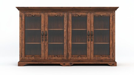 Elegant wooden cabinet with glass doors, perfect for displaying decor and organizing items in living spaces, offices, or dining areas in a stylish way