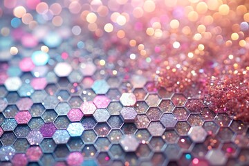 Bright Pink Bokeh Background with Glowing Christmas Lights and Glittering Decoration