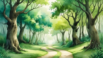 a serene and whimsical forest path winding.jpg