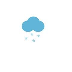 Cloud with rain and snow silhouette weather icon. Flat vector illustration. Blue symbols isolated on white background for print or web.