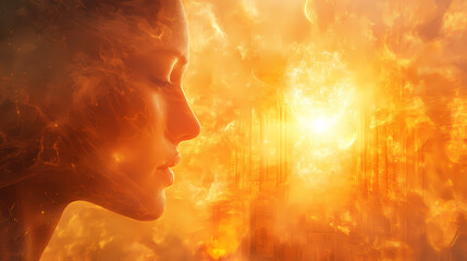 Whispers of the setting sun: a mystical backdrop for a mystery novel. Hidden Prophecy. Illustration