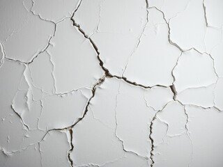 Obraz premium Earthquake Damage: Cracked White Wall Texture