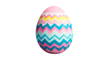 Decorated Easter egg with zigzag pattern, isolated, cut out transparent