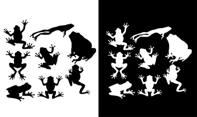 frog toad river silhouette illustration vector, water, wild, wild animal, silhouettes, silhouette, vector, design, art, symbol, collection, animal frog silhouette set illustration vector,