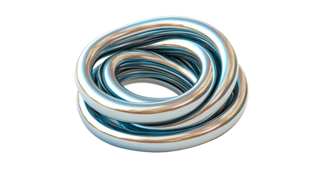 Twisted Metallic Sculpture with Blue Highlights, cut out transparent