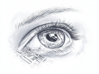 Obraz premium Eye sketch: A detailed representation of an eye, emphasizing beauty and expression.