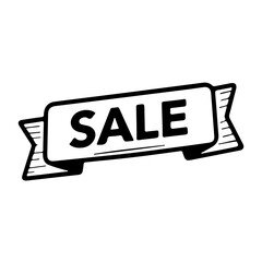 Outlined sale badge with classic ribbon as concept of ecommerce discount UI promotion category campaign deal label and interface announcement
