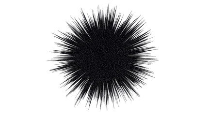 Abstract burst of spiky white rays, cut out transparent