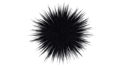 Abstract burst of spiky white rays, cut out transparent