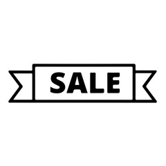 Fototapeta premium Sale ribbon banner icon in black outline as concept of promo marketing label ecommerce badge interface tag and seasonal offer visual element