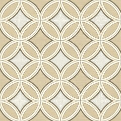 Fototapeta premium Elegant Beige Pattern Featuring Interlocking Circles and Shapes Generative AI