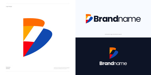 Fototapeta premium Letter B colorful logo icon design vector illustration element editable, Creative modern symbol abstract initial B sign concept for technology and brand identity business.