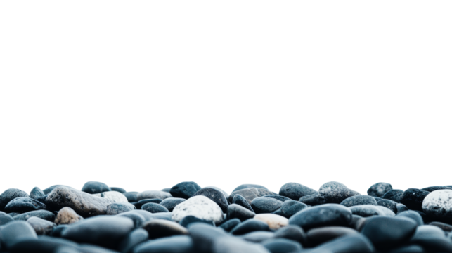 Heap of various sea stones and pebbles, cutout transparent
