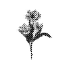 Large magnolia with stem in retro halftone style,collage element © Emma