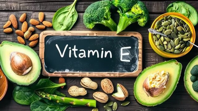 foods rich in vitamin E on the table. Selective focus. food.