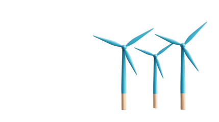 Three Colorful Wind Turbines in a Minimalistic Style Design