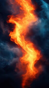 Fire and smoke swirls in the shape of a spiral