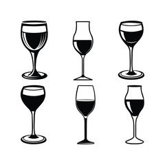 Black silhouette illustration wine glass