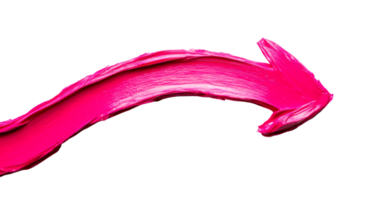 Neon Pink Paint Arrow, Smear, Swirl, Symbol, Direction, Isolated, cut out transparent