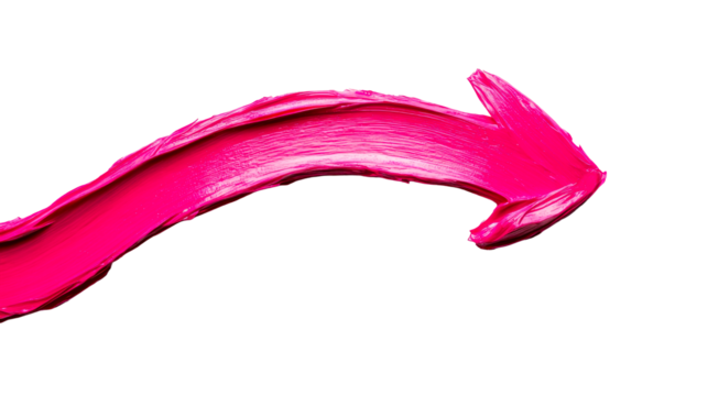 Neon Pink Paint Arrow, Smear, Swirl, Symbol, Direction, Isolated, cut out transparent