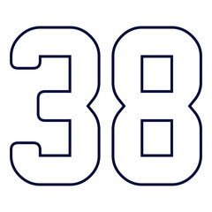 Obraz premium 38,Classic Vintage Sport Jersey Number, Uniform numbers in black as fat fonts, number. For American football, baseball or basketball and ice Hockey.