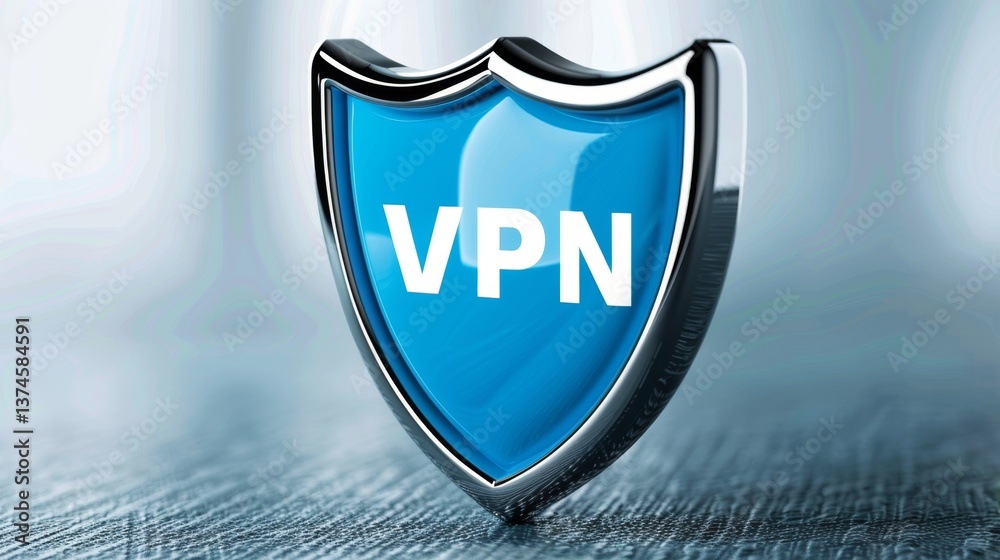 Poster online security shield representing the importance of using ai and vpn for safe internet browsing