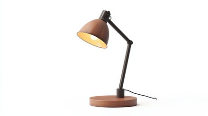 Modern Desk Lamp with Wooden Base and Adjustable Arm for Stylish Home Office or Workspace, Ideal for Reading, Studying, or Working at Night