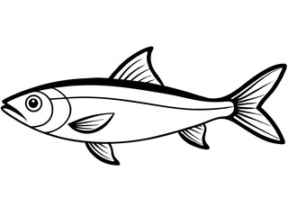 Fish isolated on a white background with a simple and clean illustration of aquatic life