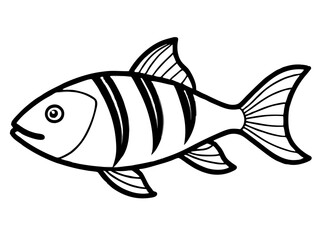 Vector illustration of a fish swimming in the ocean with aquatic and marine elements
